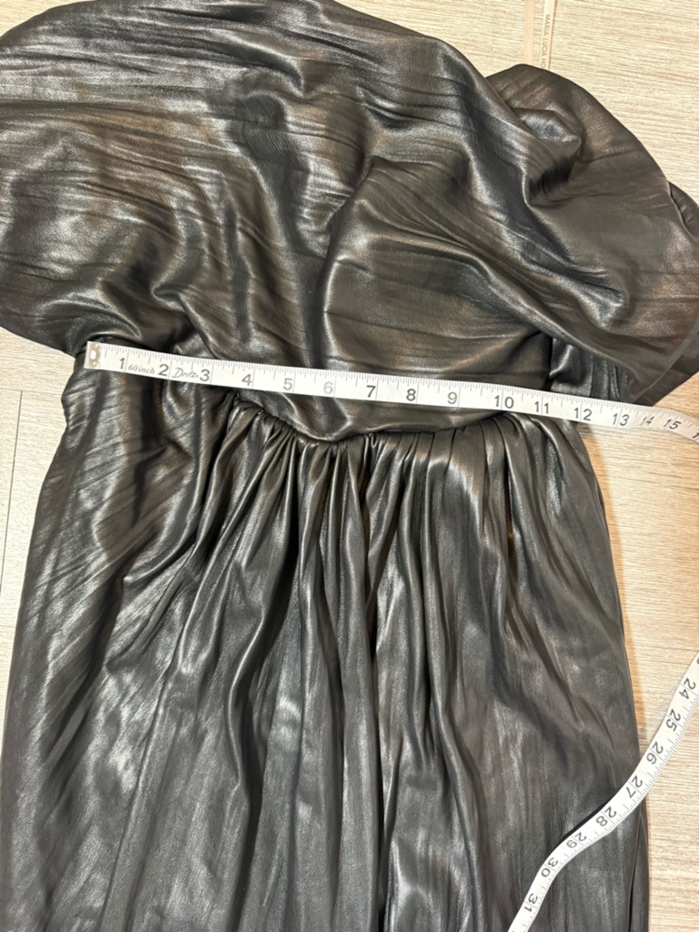 Maria Lucia Hohan Abigail Midi Faux Leather Strapless Luxury Evening Cocktail - Picture 7 of 13